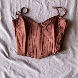 Zara brown satin crop top
